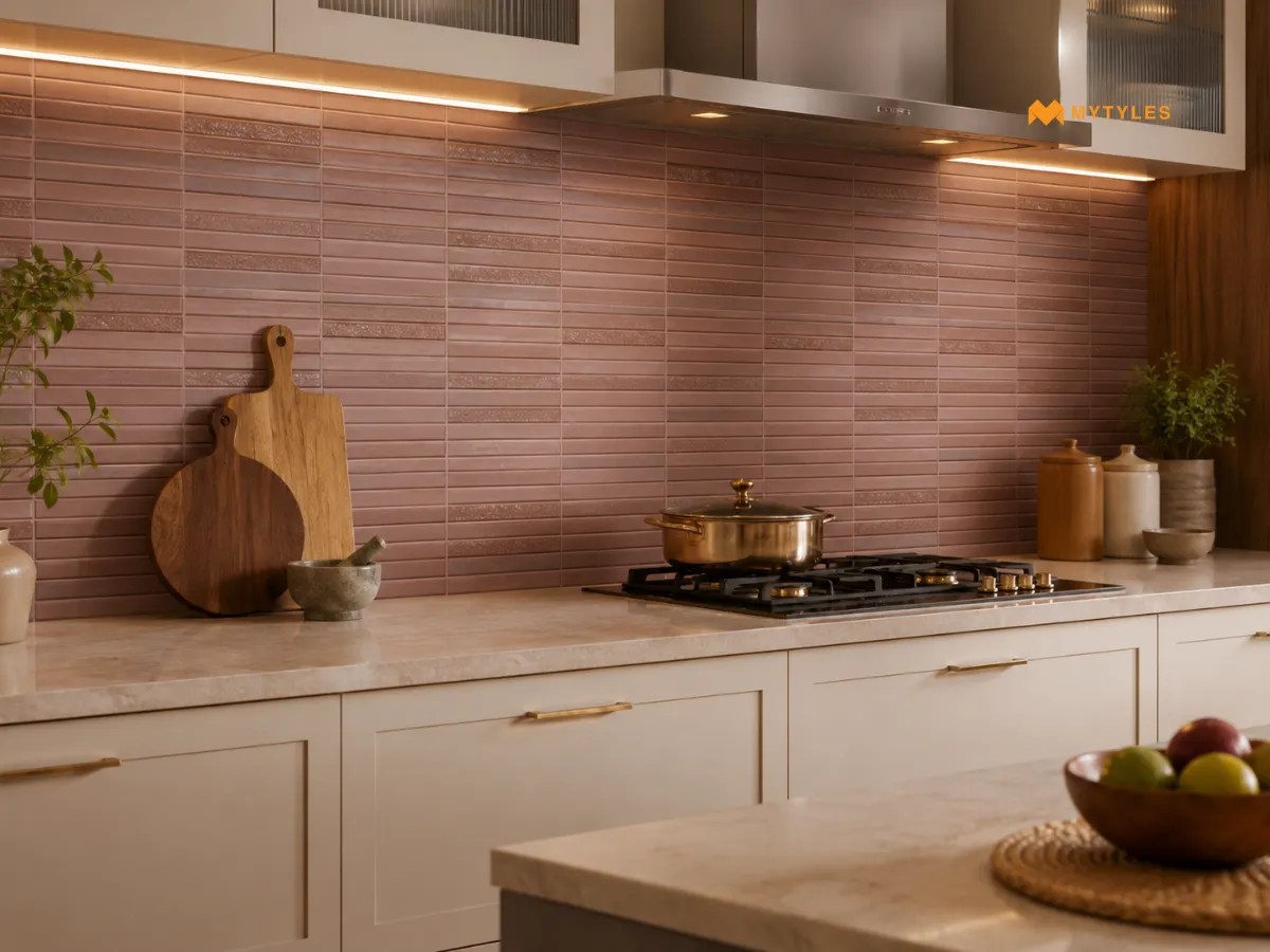 Matt KitKat Tiles for a Muted Dado Wall